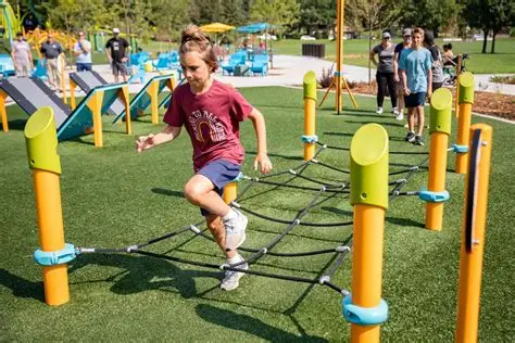 Student completing an outdoor fitness course